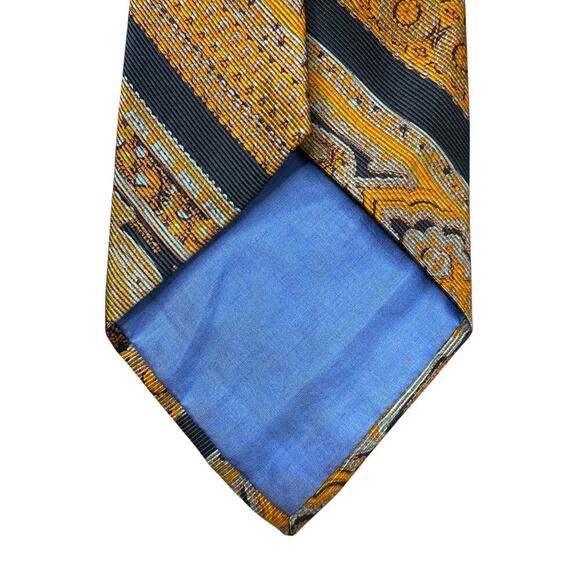 Vintage LANVIN Silk tie Black Yellow - Picture 3 of 6